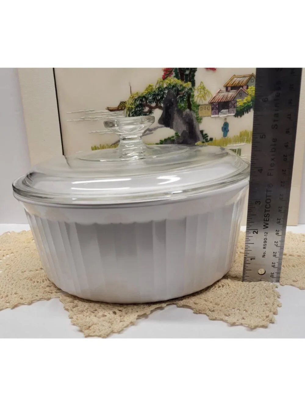 Corningware French White F-1-B Round Casserole w/ Pyrex Lid G-1-C